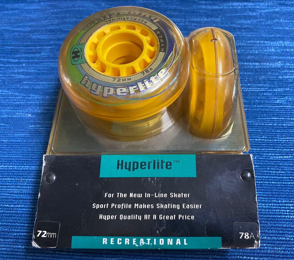 4 Hyperlite Inline Skate Wheels New 72mm 78A Recreational Clear Yellow NOS 964A